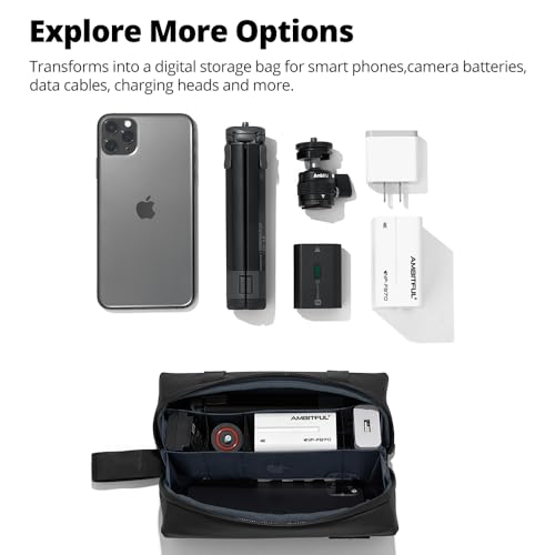 AMBITFUL ZOOM P1 Storage Case for DJI Osmo Pocket 3/4/360, Waterproof PU Leather Carrying Bag, Multi-Layer Large Capacity Travel Pouch, Shoulder Strap Compatible, 170g Compact