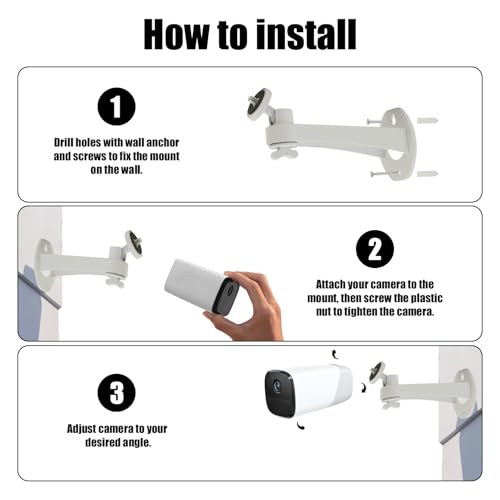 3PCS Aluminum Alloy Extremely Long 6 in Camera Mount for eufy Camera Mount eufyCam 2C/2C Pro, 3C/S300, for SoloCam S220/C210, Adjustable Wall Mount Brackets Indoor/Outdoor, Rust-Proof and Durable - size: 6 inch 3Pcs
