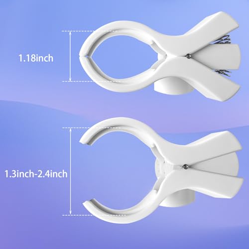 BILIONE Large Microphone Clip for Mics with Outer Diameter 1.26" to 2.3" | Adjustable Mic Holder, Premium ABS, Inside sponge to protect microphones, With 5/8" Male to 3/8" Female Screw Adapter - color: White, size: 1 Pack