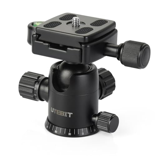 UTEBIT 40MM Metal Ball Head Camera Mount, with 1/4" Screw 3/8" Thread Mount | 360° Panoramic Tripod Head Camera with Quick Release Plate Metal Ball for Monopod, DSLR, Phone, Gopro, Black - style: 40mm Ball Head