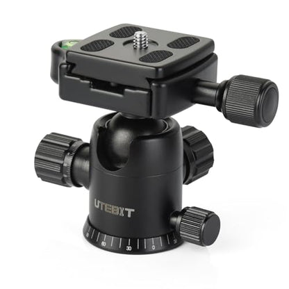 UTEBIT 40MM Metal Ball Head Camera Mount, with 1/4" Screw 3/8" Thread Mount | 360° Panoramic Tripod Head Camera with Quick Release Plate Metal Ball for Monopod, DSLR, Phone, Gopro, Black - style: 40mm Ball Head