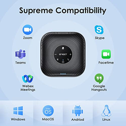 EMEET Conference Speakerphone M0 Plus, 4 AI Mics 360° Voice Pickup, Noise Reduction, USB C Speaker, Bluetooth Conference Speaker for 8 People w/Daisy Chain for 16 Compatible with Leading Software - size: Advanced M0 PLUS for 8 People