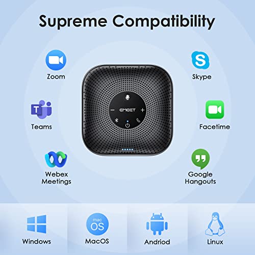 EMEET Conference Speakerphone M0 Plus, 4 AI Mics 360° Voice Pickup, Noise Reduction, USB C Speaker, Bluetooth Conference Speaker for 8 People w/Daisy Chain for 16 Compatible with Leading Software - size: Advanced M0 PLUS for 8 People
