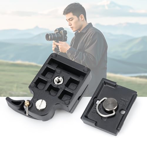 koolehaoda Quick Release Plate Adapter 1/4" 3/8" Screw Tripod Monopod | Aluminum Camera Head Mount Rapid Connect Locking System DSLR SLR Mirrorless Flash Safety Spring Lever Durable Lightweight