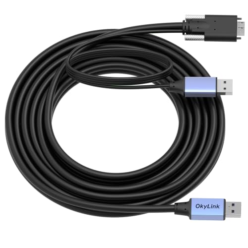 OkyLink Active USB 3.0 A to Micro-B Cable, 5Gbps, 15ft, Double Screw Lock | 5M, 3.2 Gen 1, Male to Male, for External Hard Drive HDD SSD - color: Screw USB3.0, size: 15ft (5m)