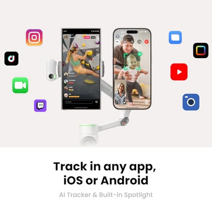 Insta360 Flow 2 Pro AI Tracker Bundle Grey - Industry-First AI Phone Gimbal with Apple DockKit, Pioneering 360º Pan Tracking, Free Tilt, Built-in Tripod/Selfie Stick, Portable Vlog/Travel Stabilizer - color: Stone Grey - AI Tracker Bundle