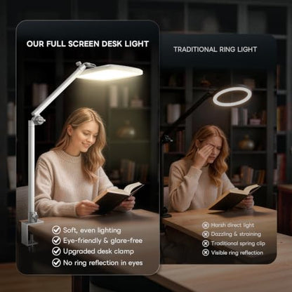 NiceVeedi 14" Soft Key Light, Dimmable Desk Ring Light with Clamp, 2700K-6500K/CRI97+/Flexible Arm/2.4G Remote, Streaming Light for Podcast/Home Office/YouTube/TikTok/Makeup/Video Calls