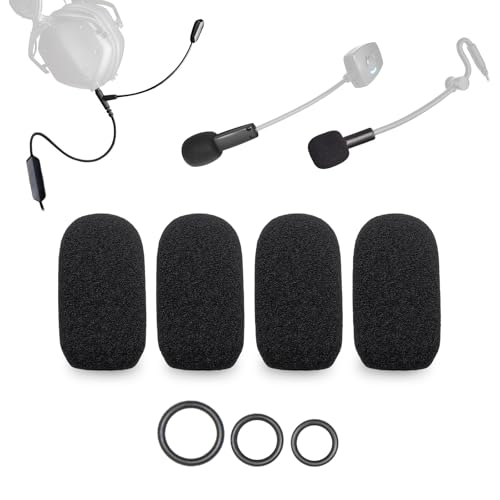 4-Pack Mic Foam Covers Compatible with V-MODA BoomPro Microphone, Antlion ModMic Wireless Boom Microphone for Headphone + 12 O-Rings in 3 Sizes - Windscreen Pop Filter, High Density