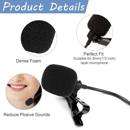 10 Pcs Mini Windscreen for Headset Microphone Small Lavalier Microphone Covers Foam Lavalier Microphone Windscreen Foam Cover Wind Screen for Mics Lapel Microphone Replacement Kit (Black)