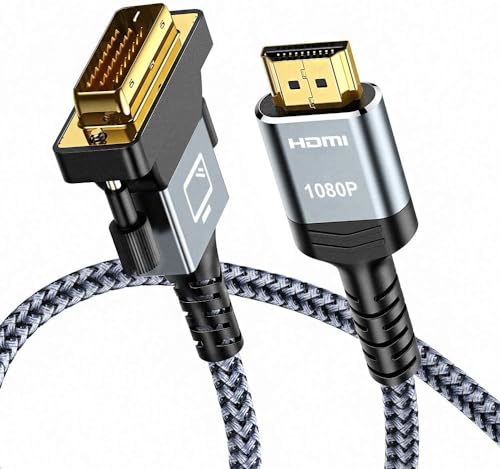 Capshi HDMI to DVI-D 24+1 Adapter Cable 15ft Bi-Directional | High-Speed 1080p for Televison & Monitor & Video Card & Graphics Card, Nylon Braid, Gold-Plated - size: 15feet