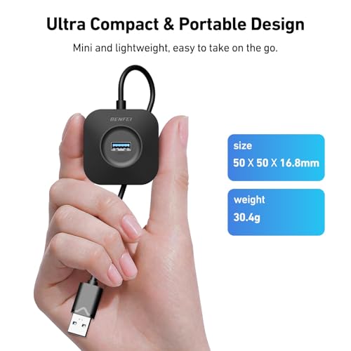 BENFEI USB 3.0 Hub, 4 Ports USB A Splitter Ultra Compact for Mouse, Keyboard, Flash Drive, U Disk, Printer Compatible with Laptop, Desktop PC, Xbox, PS5, and More - style: USB A 4-port Hub