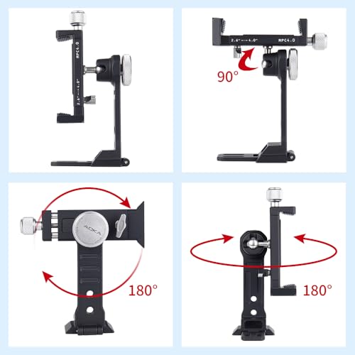 AOKA Metal Phone Tripod Mount, Arca Compatible Base with Cold Shoe, 360° Swivel and 180° Tilt Adjustment, Includes Multiple 1/4 Bolt Expansion Ports, Compatible with iPhone 17 Pro Max Galaxy S25 Ultra