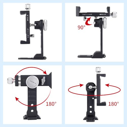 AOKA Metal Phone Tripod Mount, Arca Compatible Base with Cold Shoe, 360° Swivel and 180° Tilt Adjustment, Includes Multiple 1/4 Bolt Expansion Ports, Compatible with iPhone 17 Pro Max Galaxy S25 Ultra