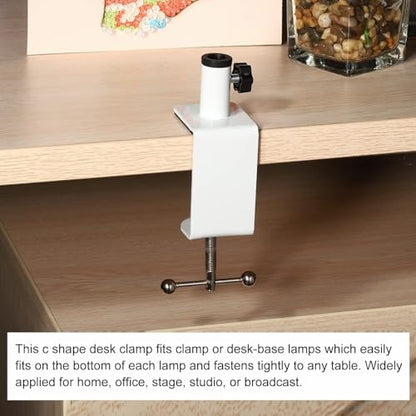 Desk C-Clamp with 1/2" Thread Hole, C Clamp for Microphone Stand, Adjustable Metal Table Clamp on Desk Lamp, Black Desk Lamp Clamp for Swing Arm Magnifying (4, white) - color: White