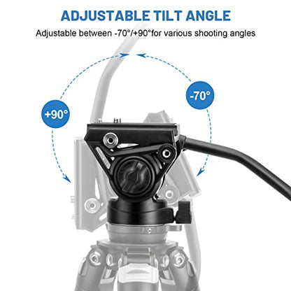 CAVIX Professional Fluid Drag Video Head, Smooth Pan & Tilt Control with Adjustable Drag, 3/8" & 1/4" Quick Release Plate, Max Load 13.2 lb/6 kg for DSLR, Mirrorless & Camcorder On Tripod/Monopod