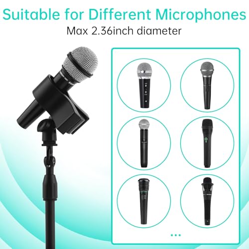 Desk Mic Stand 1/4 inch Thread Adjustable Table Mic Stand Multi-Use Desk Webcam Cell Phone Mount for Camera Ring Light Holder Microphone Clip on Table with Microphone Clip, Cell Phone Clip