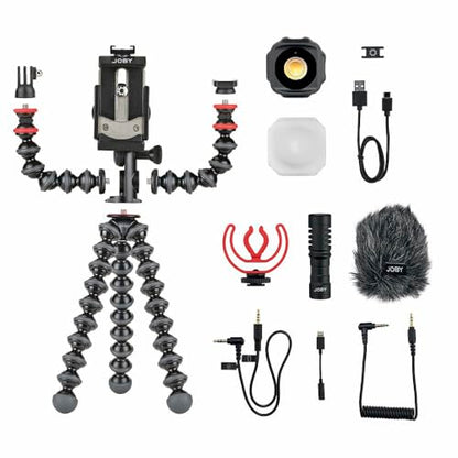 JOBY GorillaPod Mobile Vlogging Kit (Smartphone Rig, Wavo Mobile Mic, Beamo Mini LED Light) Flexible Tripod, Phone Holder, Vlog Microphone, Vlog Light, Vlogging Camera Kit, Content Creator - style: GPod Mobile Vlog Kit