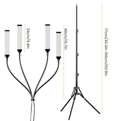 Four Arms LED Light for Photography,Esthetician Light for Lash Extensions with Phone Holder/Floor Lamp/Lash Light for Makeup/Tattoo/Selfie/Video Recording/Photography/TikTok/YouTube/Live Stream