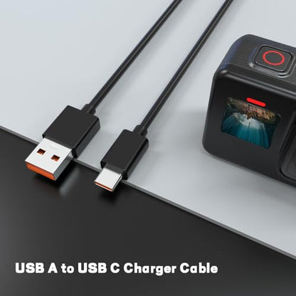 USB C Charging Charger Cable Data Sync Cord Compatible with Gopro Hero 13 Hero 12 Hero 11/10/ 9/8/ 7/6/ Hero 5 Session, MAX Camera, DJI Osmo Pocket, Action 3 Camera, 3.3FT