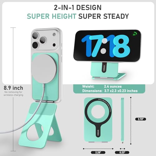 IST IDEA for Magsafe Tripod, Tripod for iPhone Lightweight Aluminum Alloy & Angle Adjustment & Strong Magnets iPhone Tripod Stand Compatible with 17/16/15/14/13/12 (Included Metal Ring) - color: Ocean Blue