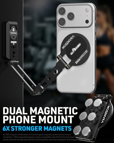2-in-1 Magnetic Phone Stand & Action Camera Mount, N52 Magnet Phone Holder | for Gym/Desk, Portable for Magsafe iPhone 17-12, Arca-Swiss & 1/4" Screw for DJI Osmo Pocket 3/4, GoPro 13/12|Patented Design