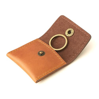 Leather Ring Pouch, Leather Jewelry Holder, Wedding Case for Men and Women - Full Grain Pouch for Engagement Handcrafted Bridal Jewellery Storage, Guitar Picks Camera SD Card Holder- Tan - color: Tan