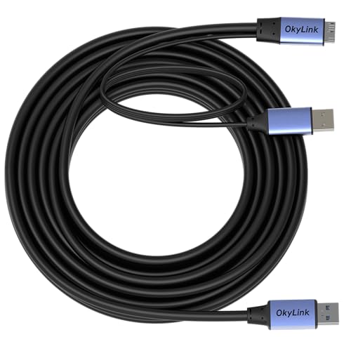 OkyLink Active USB 3.0 A to Micro-B Cable, Male to Male, 5Gbps, 25ft | 8M, 3.2 Gen 1, for External Hard Drive HDD SSD - color: Gray USB3.0, size: 25ft (8m)