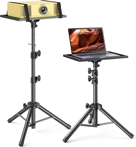 AMADA HOMEFURNISHING Height Adjustable Projector Tripod Stand for 26 to 51 inch, Foldable Laptop Tripod Stand, Portable Outdoor Projector Stand for Laptop, Projector, DJ, or Sheet Music-AMPS02 - size: 26-51 inches