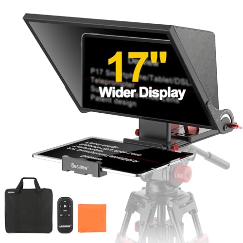 Desview P17 Portable Teleprompter for Camera Video Recording, Foldable Auto-Scrolling Prompter with Wireless Remote Sunshade & Tripod Mount Compatible with iPhone Android Tablet - size: P17 Teleprompter