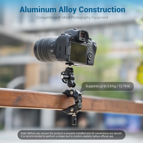 Super Clamp Camera Mount Kit with 360° Dual Ballhead Magic Arm,1/4" and 3/8" Threaded Holes,Action Camera Phone Holder Adapter for Dji Osmo Pocket 4 Monitor LED Light Microphone Desk Tripod Motorcycle - size: Super Clamp with Magic Arm Kit