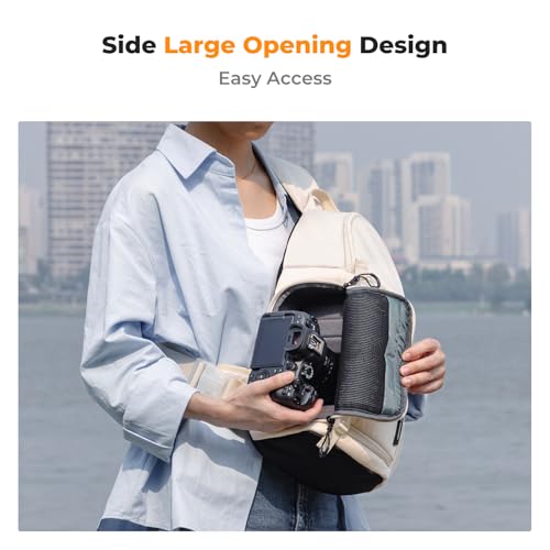 K&F CONCEPT Camera Sling Bag Crossbody Bag Camera Shoulder Backpack DSLR/SLR/Mirrorless Photography Bags Compatible with Canon/Nikon/Sony/Fuji/Gopro/DJI - color: White, size: Medium