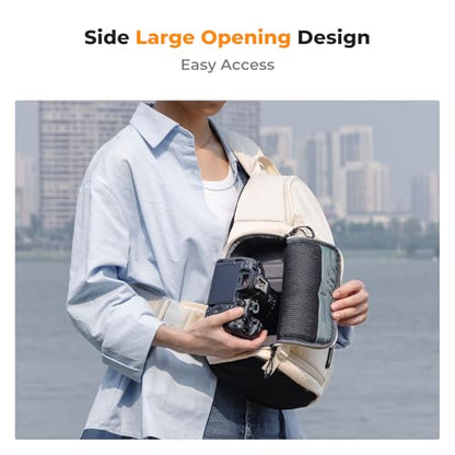 K&F CONCEPT Camera Sling Bag Crossbody Bag Camera Shoulder Backpack DSLR/SLR/Mirrorless Photography Bags Compatible with Canon/Nikon/Sony/Fuji/Gopro/DJI - color: White, size: Medium