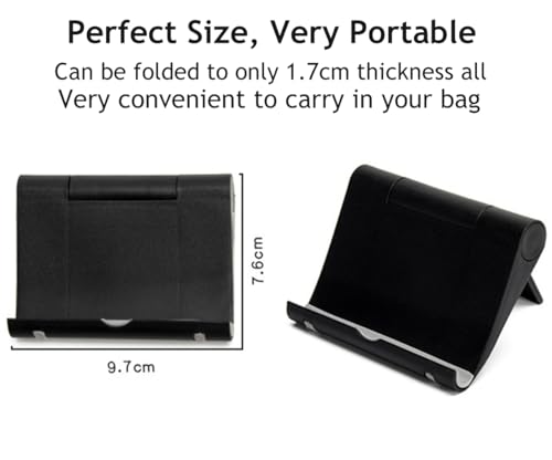 Cell Phone Stand for Desk 2 Pack Mobile Phone Holders Desktop Tablet Stand, Foldable Phone Dock Universal Adjustable Tablet Stand for Desk Compatible with Cell Phone Support (Black+Pink) - color: Black+Pink