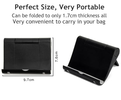 Adjustable Foldable Cell Phone Stand for Desk, Compatible with Most Smartphones and Tablets, Fits Devices up to 10 Pounds - color: Black+White