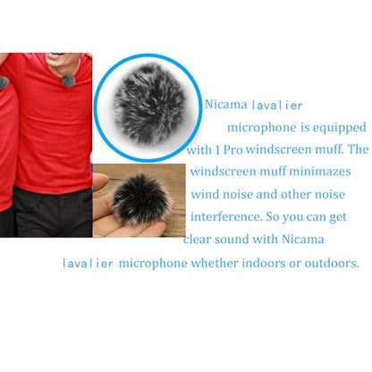 Nicama LVM1 Lavalier Lapel Microphone with Windscreen Muff for DSLR Camera Canon Nikon Camcorder Zoom TASCAM Audio Recorder Smartphone PC