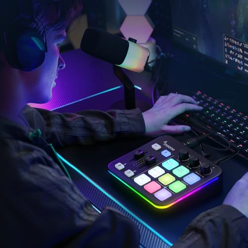 MAONO Gaming Audio Mixer, Audio Interface with Pro-preamp, RGB, Bluetooth, 48V Phantom Power for Live Streaming, Podcasting, Content Create, Gaming MaonoCaster G1 NEO (Not for USB Mic)