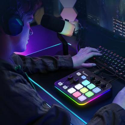MAONO Gaming Audio Mixer, Audio Interface with Pro-preamp, RGB, Bluetooth, 48V Phantom Power for Live Streaming, Podcasting, Content Create, Gaming MaonoCaster G1 NEO (Not for USB Mic)