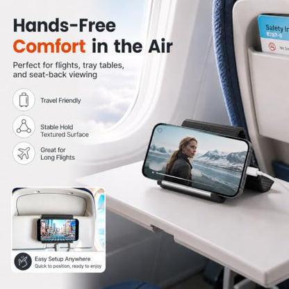 Foldable Silicone Aluminum Phone Holder, Adjustable Anti-Slip Flexible Silicone Phone Holder, Folded into Any Shape, Airplane Cellphone Holder for Home Office Travel Treadmill (Black) - color: Black-1PCS