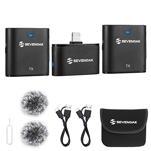 Sevenoak Wireless Lavalier Microphone for iPhone,MFi Certified, Plug Play Noise Cancelling Lapel Mic with 196ft Transmission,6H Working Time,Cordless Clip on Mic for Video Recording Live Streaming - size: Lightning-2