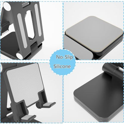Fanlory Folding Cell Phone Stand,Laptop Stand, Adjustable Height and Angle Foldable Cell Phone Stand Holder for Desk, Taller iPhone Stand Compatible with 4-11" Smartphones Tablet Laptop,Gift for Mom