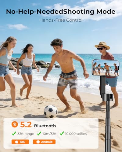 Magnetic Selfie Stick Tripod 72 Inch for iPhone MagSafe, Extendable Phone Tripod Stand with Bluetooth Remote, 360° Rotation Aluminum Selfie Stick for Travel, Vlog, TikTok - color: Black