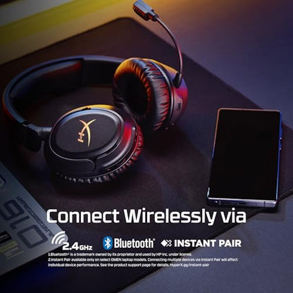HyperX Cloud Flight 2 – Wireless Gaming Headset, Customizable RGB Lighting with Removable Earcup Plates, up to 100 Hours of Battery Life, 2.4GHz & Bluetooth, Multi-Platform Compatibility - White - color: White