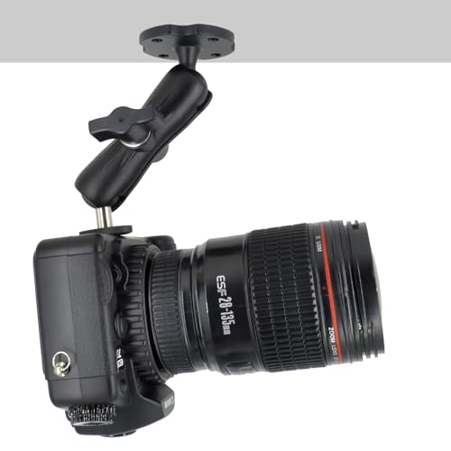 VAUBORTTI Heavy-Duty Camera Wall/Desktop Mount with 1/4"-20 Thread, Aluminum Alloy Arm, Dual Ball Heads, 1-Inch TPU Ball, Free Rotation,Compatible with DSLR, CCTV, RAM B System