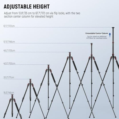 NEEWER Basics TP15 Camera Tripod Monopod, 68" Metal Heavy Duty Portable Travel DSLR Cell Phone Stand with Cellphone Holder Mount Compatible with iPhone Filming Video Recording, Ball Head Not Included - style: TP15
