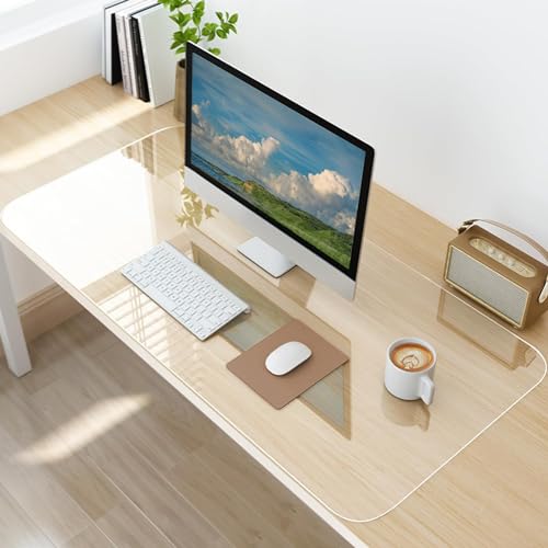 Clear Desk Mat, Non-Slip PVC Desk Protector Mat with Round Edge, Heat Resistant & Waterproof Clear Desk Writing Mat for Home and Office (55.1''*23.6'') - size: 55.1" x 23.6"