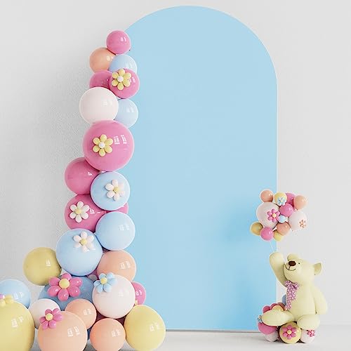 Putros Arch Backdrop Cover, 7.2ft, Arch Covers Stretchy Backdrop, Dusty Blue, Spandex Fitted Wedding Arch Cover, Round Top Chiara Backdrop Covers for Birthday Party, Baby Shower Decoration - color: Dusty Blue, size: 7.2FT