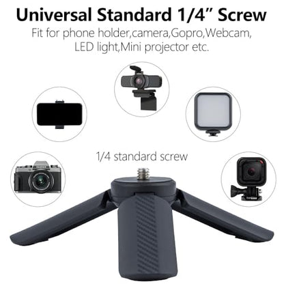 Mini Tripod with Phone Holder & Dual Cold Shoe Mount - Universal Smartphone Stand for iPhone 16/15/14 Pro Max, GoPro, Webcam - Portable Desktop Tripod for Content Creation