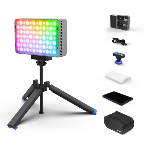 amaran Ace 25c Kit RGB Pocket LED Light,Boost Mode to 32W Mini On Camera Video Light,2300K~10000K Support Magnetic Attraction and App Control with Carrying Case,Mini Tripod,Grid (Silver) - color: Silver