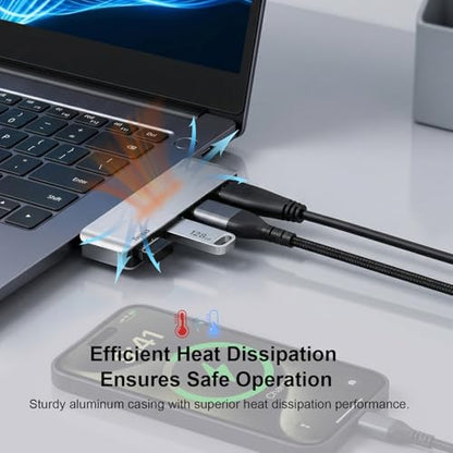 Right Side USB 3.0 Hub, 4-Port Cable-Free USB Splitter for Laptop, Direct-Plug Design, Compatible with MacBook, Laptops, Desktop, Surface, Flash Drive, HDD and USB More - color: Silver(Right)