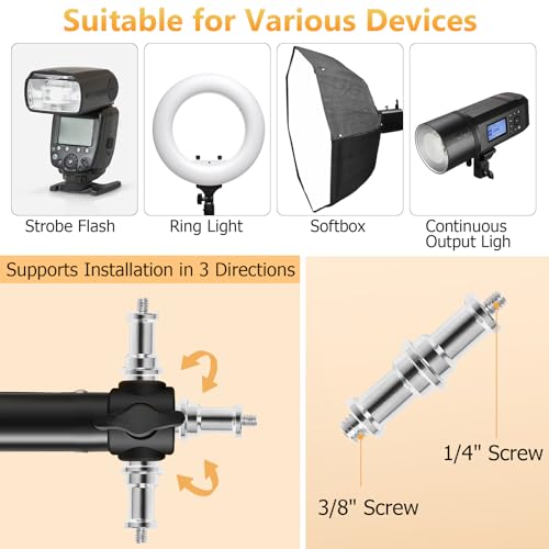 MACTREM Ring Light Wall Mount, 71.65’’/182cm Wall Mounting Triangle Boom Arm for Strobe Light, Photography, Softbox, Reflector,Umbrella,Studio Video Light, Support 180°Rotation - size: 180cm